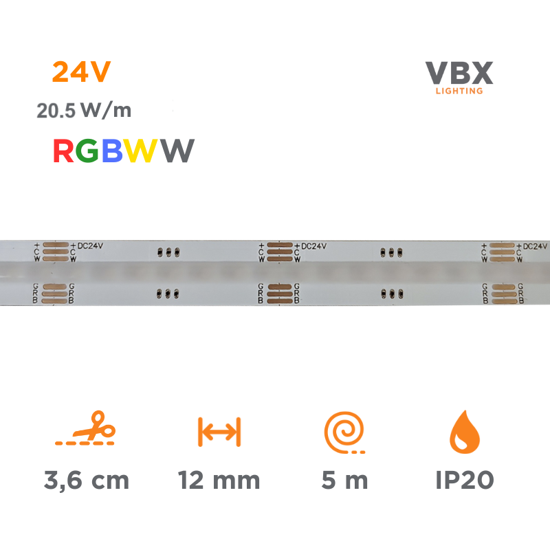 Reel LED VBX COB 5 Meters  RGBWW