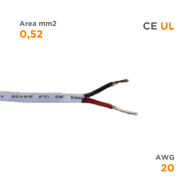 UL Double insulation cable, 2X0,52 mm2, 150 meters