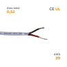 UL Double insulation cable, 2X0,52 mm2, 150 meters