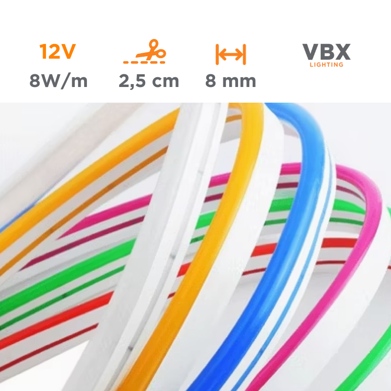 Neon LED Flex  VBX Costa  8mm 12V 50 metri