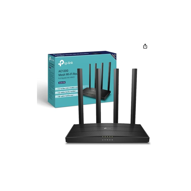TP-Link Archer C6 Gigabit Router Wi-Fi, Dual Band AC1200Mbps Wireless, 5 Porte Gigabit